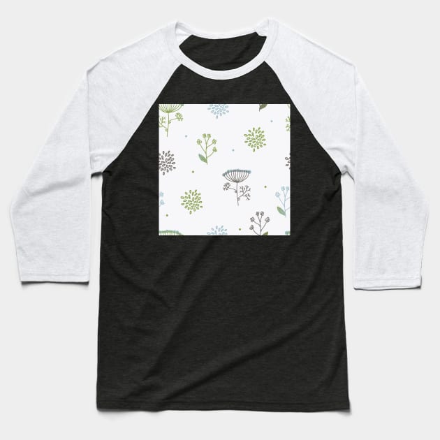 Elegance Seamless pattern with flowers, vector floral illustration in vintage style Baseball T-Shirt by Olga Berlet
